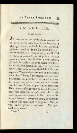 IXe Lettre. Lundi matin.