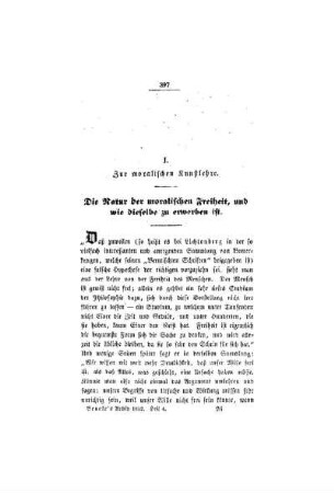 Zur moralischen Kunstlehre : die Natur der moralischen Freiheit, und wie dieselbe zu erwerben ist