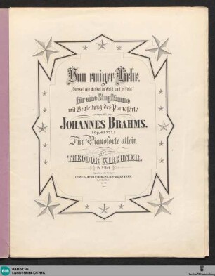 5: Von ewiger Liebe : für eine Singstimme mit Begleitung des Pianoforte componirt von Johannes Brahms (op. 43 No. 1) für Pianoforte allein