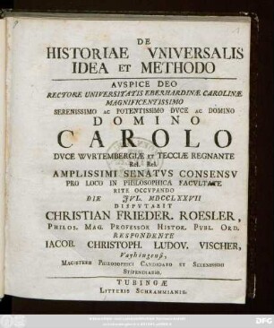 De Historiae Vniversalis Idea Et Methodo