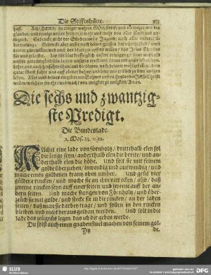 Die sechs und zwantzigste Predigt. Die Bundeslade. 2.Mos.25.v.10