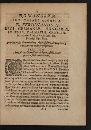Romanorum Imp. Caesari Augusto, D. Ferdinando II. Regi Germaniae, Hungariae, ...