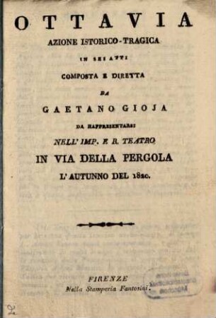 Ottavia : azione istorico-tragica in 6 atti
