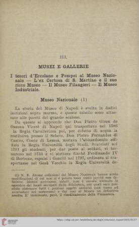 III. Musei e gallerie
