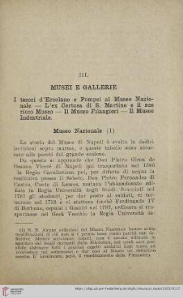 III. Musei e gallerie
