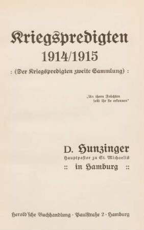 Sammlung 2: 1914/1915
