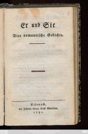 Er und Sie : Vier romantische Gedichte