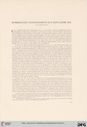 Neue Folge: Rembrandts Selbstbildnis aus dem Jahre 1652