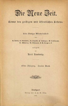 Die neue Zeit : Wochenschrift der Deutschen Sozialdemokratie. 11. 1893, Bd. 2