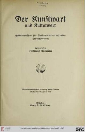 27,1: Kunstwart und Kulturwart