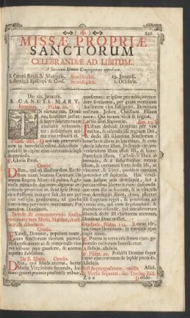 Missae Propriae Sanctorum Celebrandae Ad Libitum.