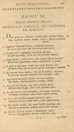 Caput VI. Institutio Puerilis, Seu Disticha De Moribus