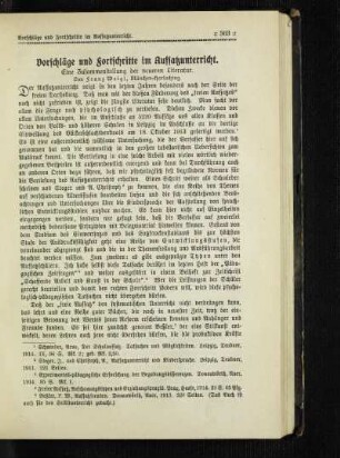 Vorschläge und Fortschritte im Aufsatzunterricht : eine Zusammenstellung der neueren Literatur