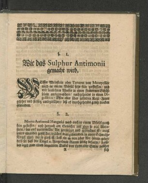 Wie das Sulphur Antimonii gemacht wird.