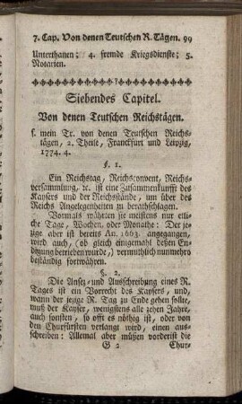 Siebendes Capitel. Von denen Teutschen Reichstägen.