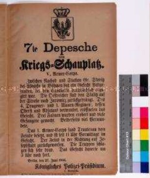 7. Depesche vom Kriegsschauplatz; Berlin, 27. Juni 1866