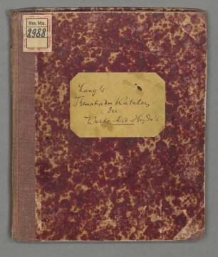 Nikolaus Lang's Thematischer Catalog sämtlicher Compositionen von Johann Michael Haydn - BSB Mus.ms. 2988