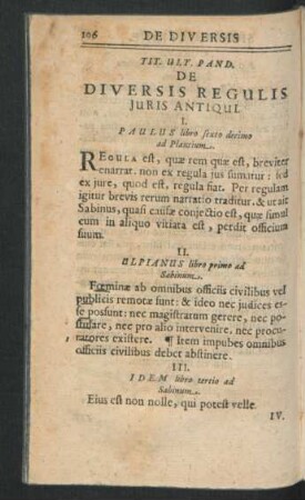 Tit. Ult. Pand. De Diversis Regulis Iuris Antiqui.