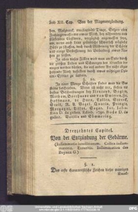 Dreyzehntes Capitel. Von der Entzündung der Gedärme.