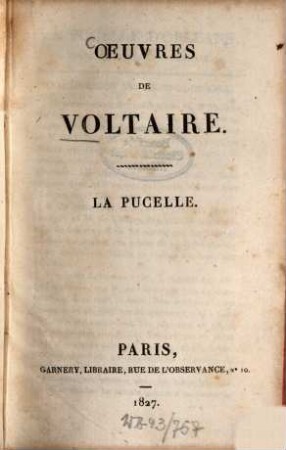 Oeuvres de Voltaire, 11. La Pucelle