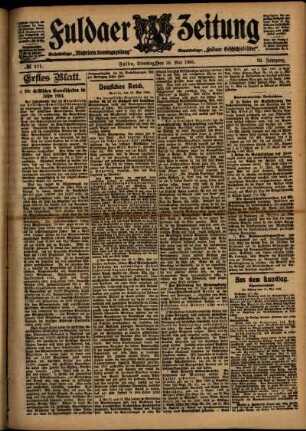 Erste Ausgabe vom Dienstag, den 16. Mai 1905.