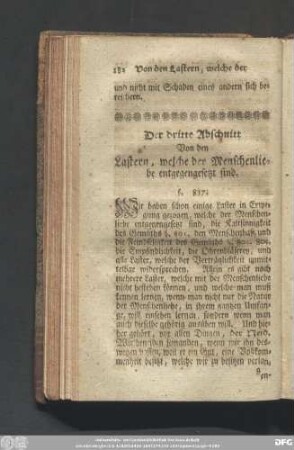Der dritte Abschnitt Von den Lastern, welche der Menschenliebe entgegengesetzt sind.