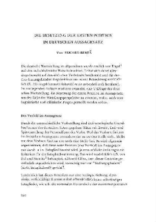 Die Besetzung der ersten Position im deutschen Aussagesatz