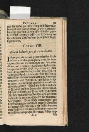 Caput VIII. Alieni laboris pro suo venditatio.