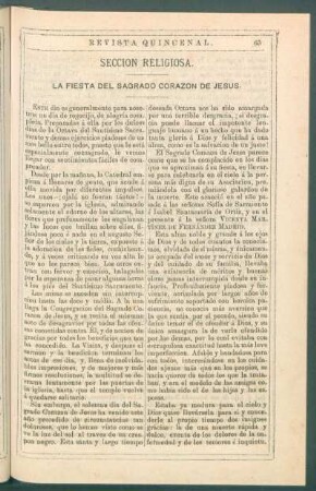 Sección religiosa. : La fiesta del Sagrado Corazón de Jesús.