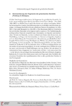 Kommentierung der Fragmente der griechischen Komödie (Freiburg im Breisgau)
