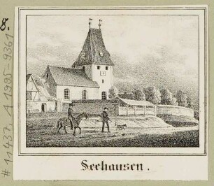 Die Kirche in Seehausen nördlich von Leipzig (Leipzig-Seehausen), aus Sachsens Kirchen-Galerie von Hermann Schmidt, Bd. 9, 1844