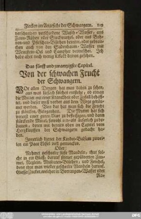 Das fünff und zwantzigste Capitel. Von der schwachen Frucht der Schwangern.