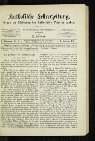 Zu Kellners 80. Geburtstage (29. Januar 1891)