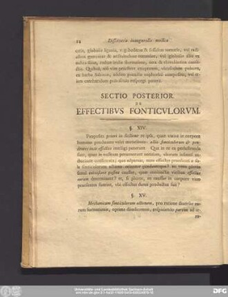 Sectio Posterior. De Effectibus Fonticulorum.