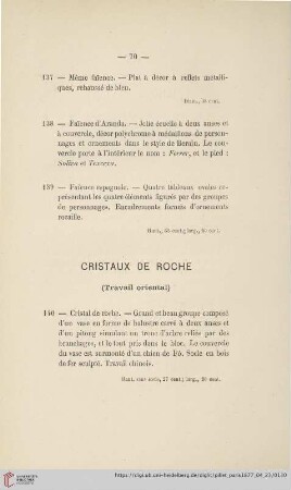 Christaux de Roche - Travail oriental (Nr. 140 - 145)
