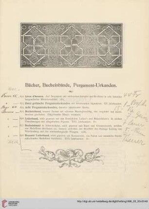 Bücher, Bucheinbände, Pergament-Urkunden (Nr. 672 - 678)