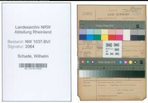 Entnazifizierung Wilhelm Schade , geb. 09.02.1894 (Rektor)