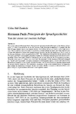 Hermann Pauls Principien der Sprachgeschichte. Von der ersten zur zweiten Auflage