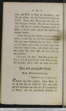 Vier und zwanzigster Brief. Von Ebendemselben : Chambly den 10. Junii 1777