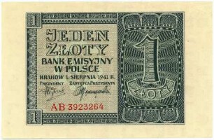 Geldschein, 1 Złoty, 1.8.1941