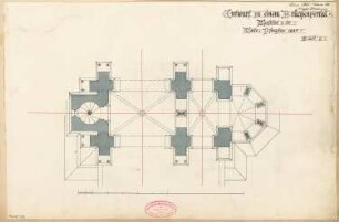 Brückenportal Monatskonkurrenz Juni 1885: Grundriss Erdgeschoss; Maßstabsleiste