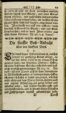 Die fünffte Buß-Andacht über den fünfften Vers.