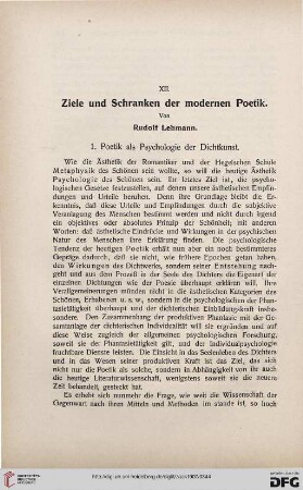 Ziele und Schranken der modernen Poetik