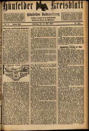 Zweite Ausgabe vom Samstag, den 21. Mai 1927.