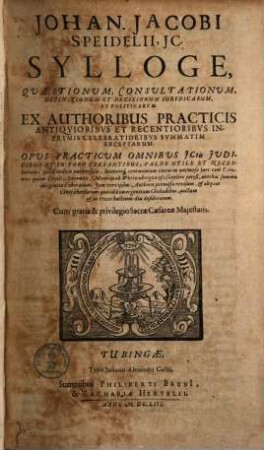 Sylloge quaestionum iuridicarum et politicarum, [1].