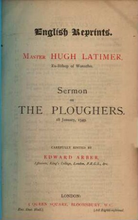 Sermon on the ploughers : 18 january, 1549