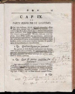 Cap. IX. De Partu perfecto et legitimo.