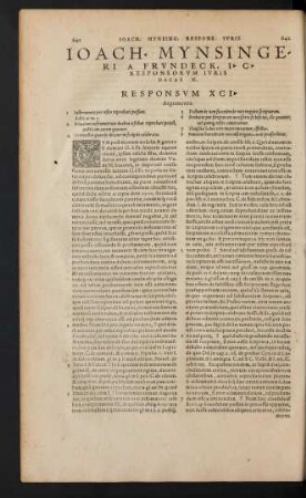 Ioach. Mynsingeri A Frundeck ... Responsorum Iuris Decas X.