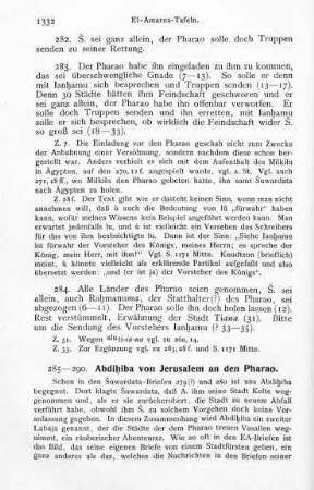 285-290. Abdiḫiba von Jerusalem an den Pharao