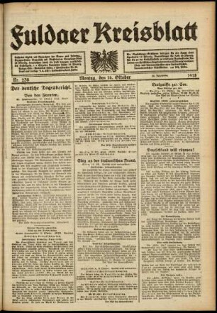 Ausgabe vom Montag, den 14. Oktober 1918.